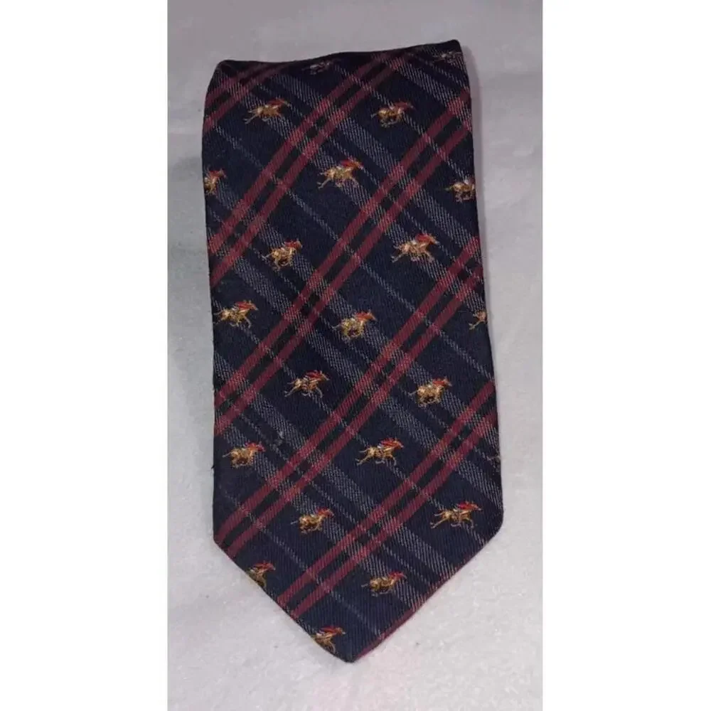 Vintage Racing horse Mens Neck Tie Jack Henry By John Comfort Wool Silk Blend...